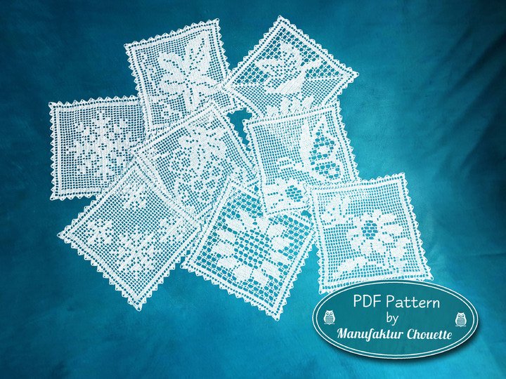 8 Minideckchen - 4 Jahreszeitenkollektion