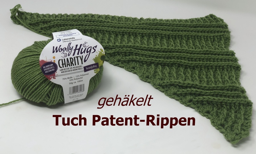 Tuch Patent-Rippen häkeln
