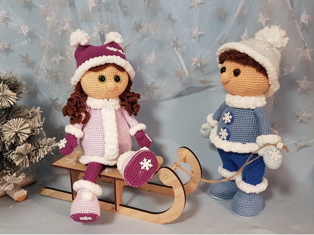 Häkelanleitung, Winterkinder Lea und Luca