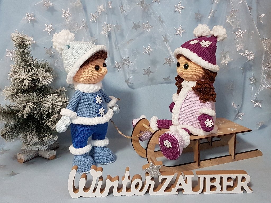 Häkelanleitung, Winterkinder Lea und Luca