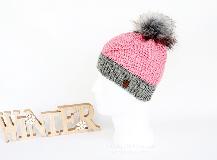 Mütze mit dem Herz (alle Gr., stricklook)