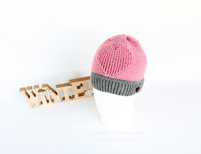 Mütze mit dem Herz (alle Gr., stricklook)