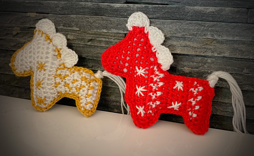 Häkelanleitung Dala Pferd Christbaumschmuck