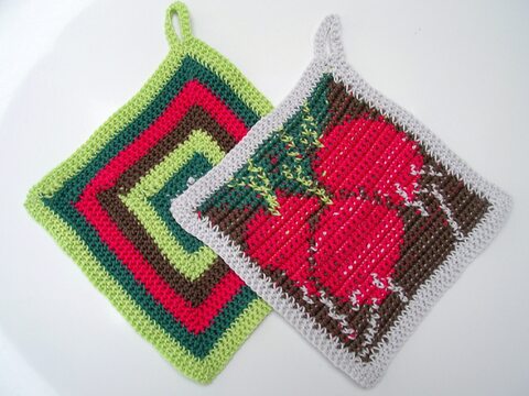 Häkelanleitung Topflappenset "Radieschen"