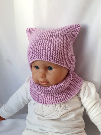 Strickanleitung Schalmütze, Schlupfmütze, ca. 6 - 12 Monate, Anfänger  #280