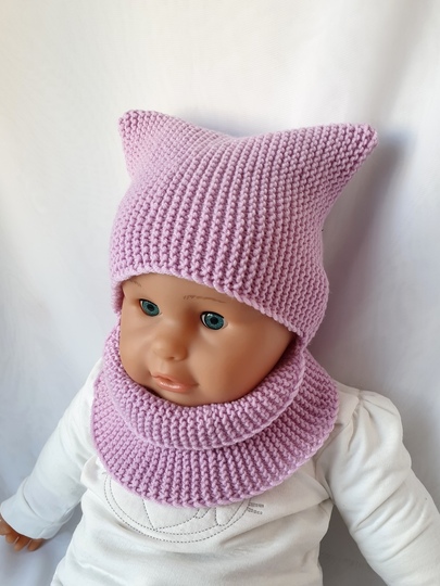 Strickanleitung Schalmütze, Schlupfmütze, ca. 6 - 12 Monate, Anfänger  #280