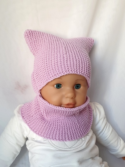 Strickanleitung Schalmütze, Schlupfmütze, ca. 6 - 12 Monate, Anfänger  #280