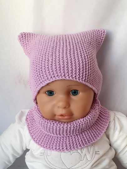 Strickanleitung Schalmütze, Schlupfmütze, ca. 6 - 12 Monate, Anfänger  #280