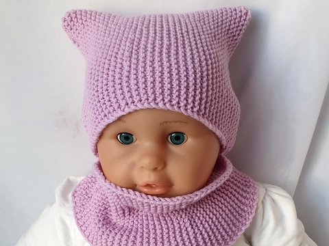 Strickanleitung Schalmütze, Schlupfmütze, ca. 6 - 12 Monate, Anfänger  #280