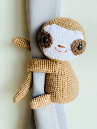 Sloth Curtain Tie Back Crochet Pattern