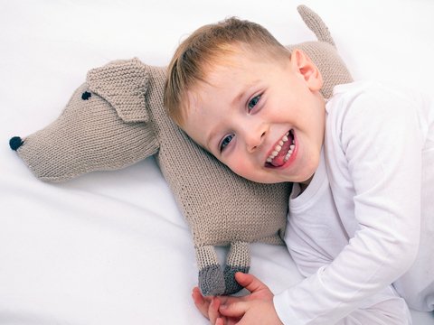 Strickanleitung Tierkissen Hund Tapsy, größe 30x30cm, Anfängerfreundlich