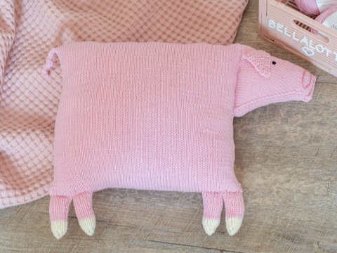 Strickanleitung Tierkissen Schweinchen Peppy, Kissengröße 30x30cm, Anfänger