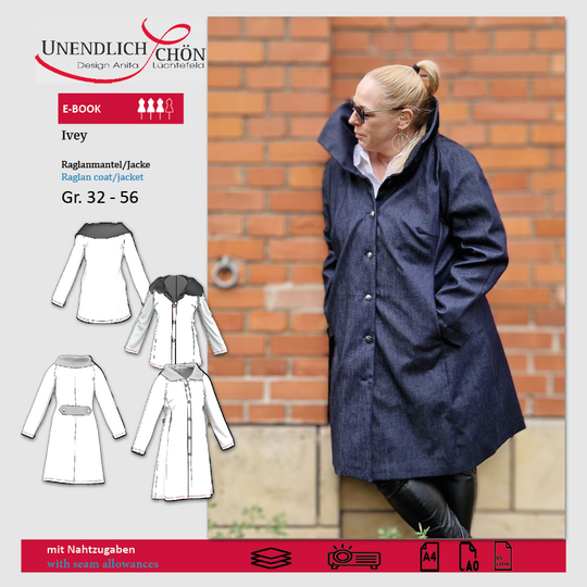 Mantelschnittmuster Ivey in den Größen von 32 - 56