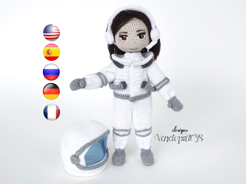 Häkelanleitung Puppe in einem Astronauten Kostüm, Deutsche Anleitung