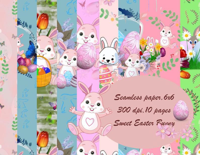 Seamless digital paper Sweet Easter Bunny
