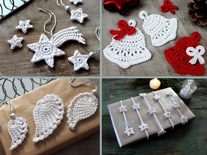 4 Motifs in Economy Set (Christmas 2) - Stars, Wings, Bells, Garland
