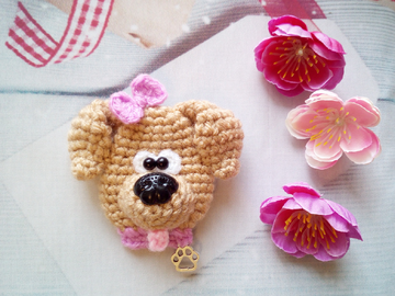 269DE Häkelanleitung Brosche Hund - Amigurumi PDF Knittoy CP
