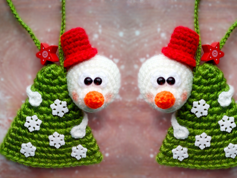 281DE Häkelanleitung Schneemann mit Tanne - Amigurumi PDF Knittoy CP