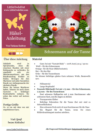 281DE Häkelanleitung Schneemann mit Tanne - Amigurumi PDF Knittoy CP