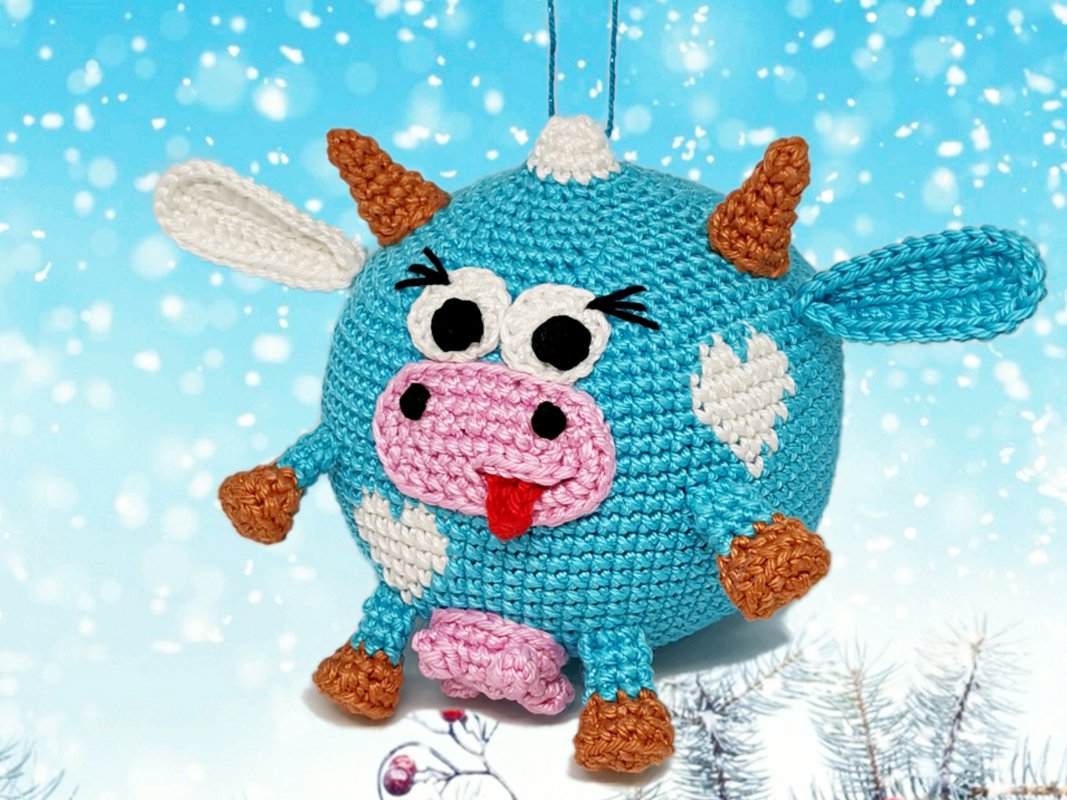 Lustige Kuh Weihnachtsverzierung Häkelanleitung
