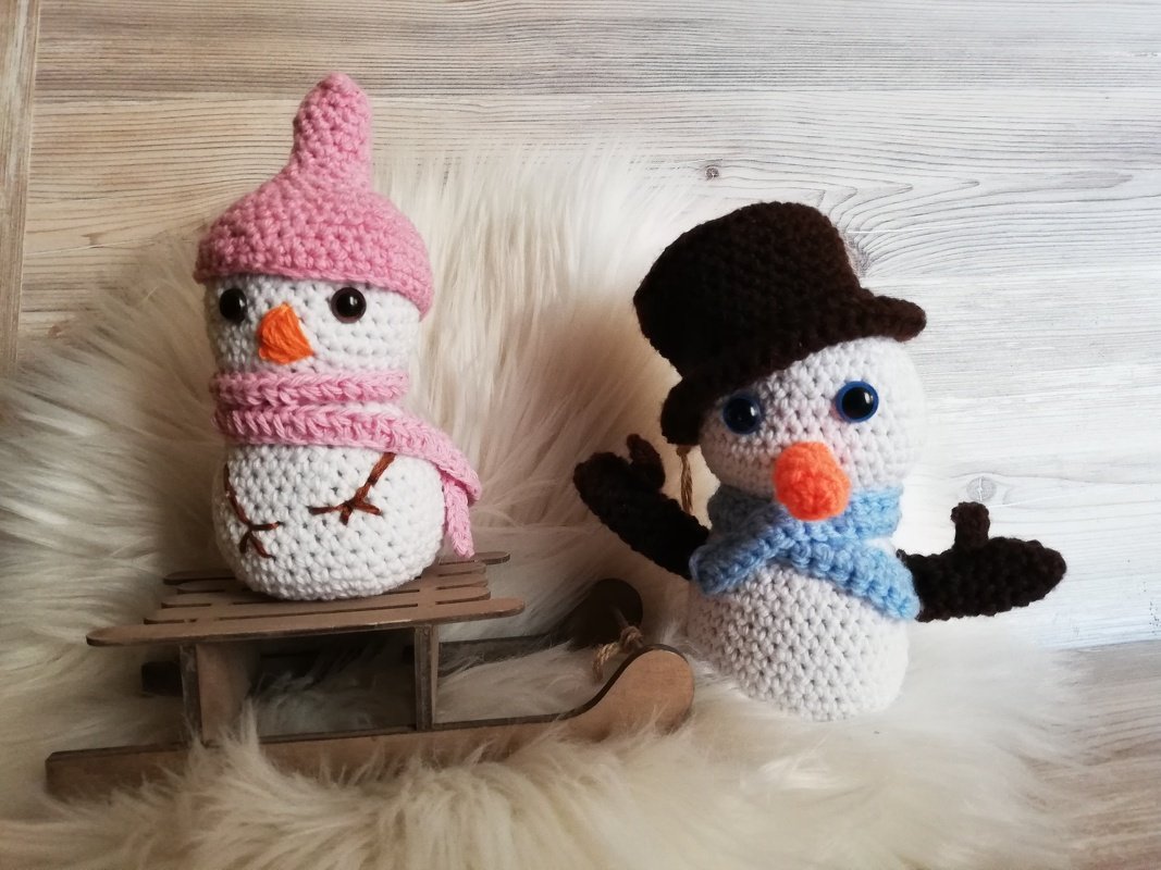 Häkelanleitung Schneemann Pärchen 18 cm groß