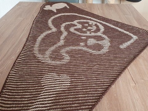 Hund und Katze, Schattenstricken, Illusionsstricken, Motivtuch