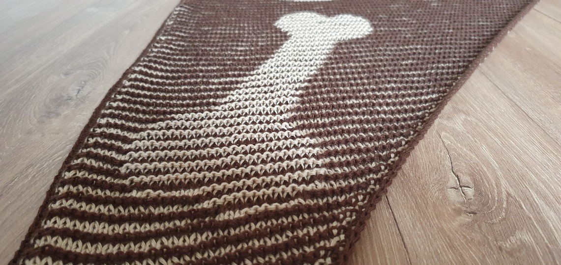 Hund und Katze, Schattenstricken, Illusionsstricken, Motivtuch