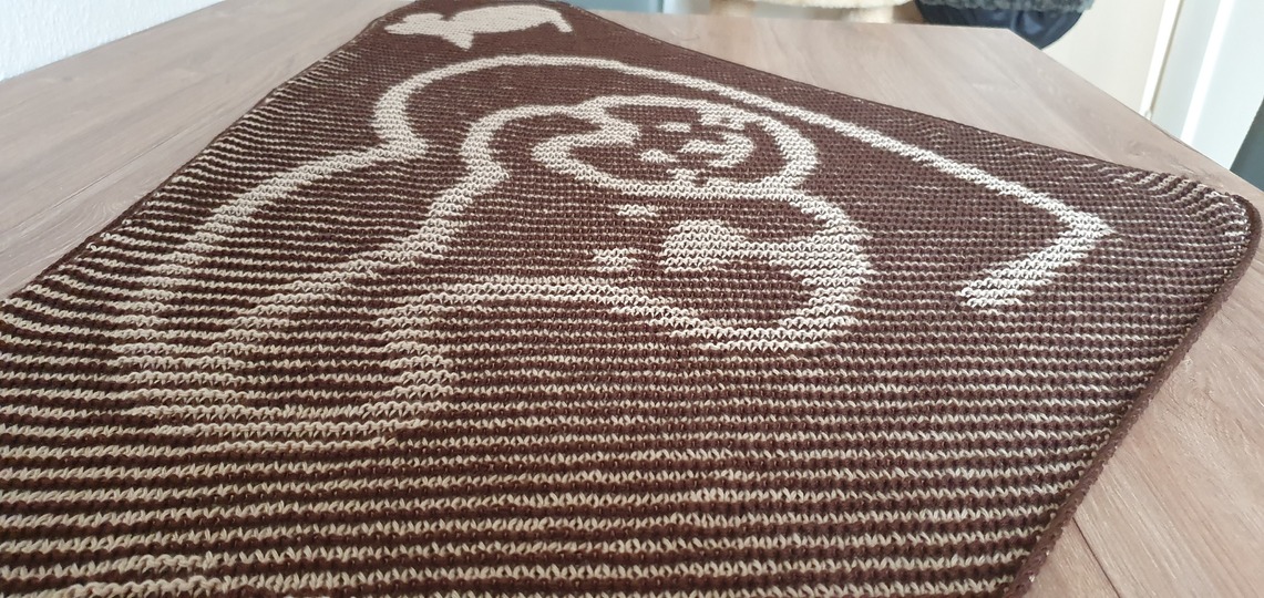 Hund und Katze, Schattenstricken, Illusionsstricken, Motivtuch