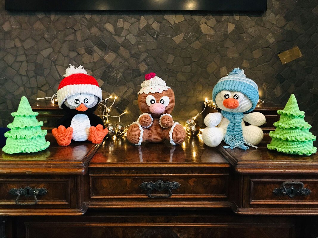 Weihnachts-Trio - "Schneemann, Lebkuchenmann &amp; Pinguin"