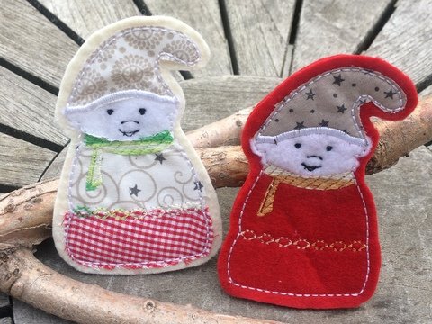 Wichtel Zwerg Stickdatei ITH 10x10 Weihnachtsdekoration