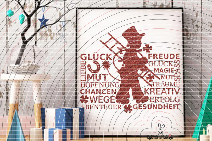 Kaminfeger mit Text Plotterdatei SVG DXF