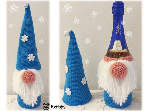 Häkelanleitung Flaschenhülle "Wichtel"