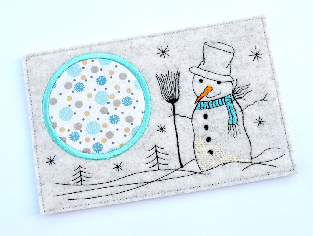 Stickdatei MugRug Untersetzer Schneemann 13x18cm und 13x20cm