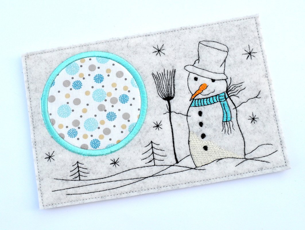 Stickdatei MugRug Untersetzer Schneemann 13x18cm und 13x20cm