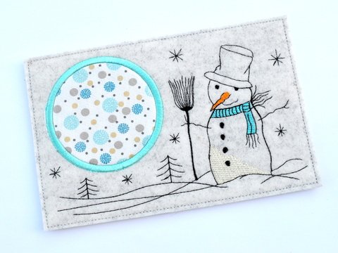 Stickdatei MugRug Untersetzer Schneemann 13x18cm und 13x20cm