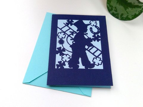 Karte Kaminfeger mit Kuvert Plotterdatei SVG DXF