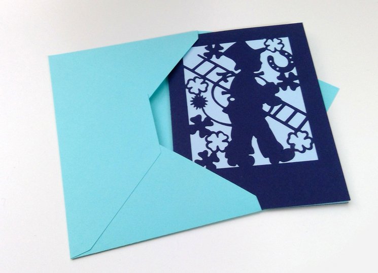 Karte Kaminfeger mit Kuvert Plotterdatei SVG DXF