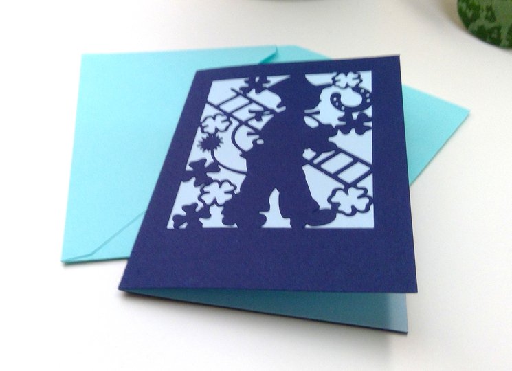 Karte Kaminfeger mit Kuvert Plotterdatei SVG DXF