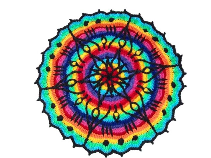 Mandala *SternenBlumE - Regenbogen* overlay crochet - Mehrlagen Technik