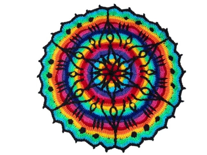 Mandala *SternenBlumE - Regenbogen* overlay crochet - Mehrlagen Technik