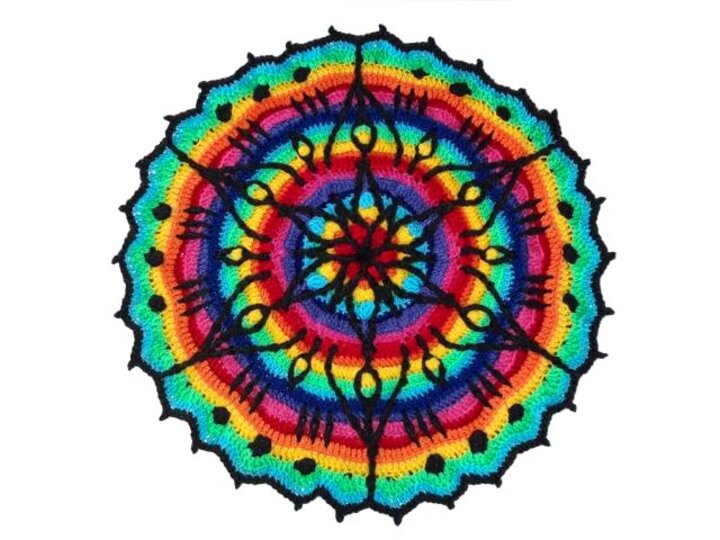 Mandala *SternenBlumE - Regenbogen* overlay crochet - Mehrlagen Technik