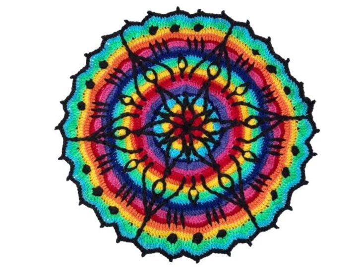 Mandala *SternenBlumE - Regenbogen* overlay crochet - Mehrlagen Technik