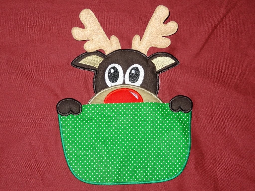 3-D Rentier Elch aus der Tasche Weihnachten ITH Stickdatei