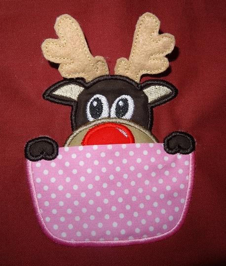 3-D Rentier Elch aus der Tasche Weihnachten ITH Stickdatei