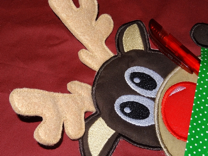 3-D Rentier Elch aus der Tasche Weihnachten ITH Stickdatei