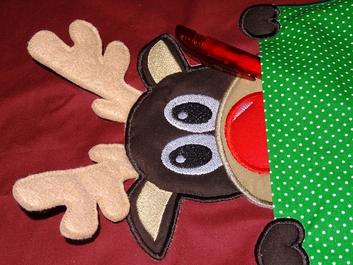 3-D Rentier Elch aus der Tasche Weihnachten ITH Stickdatei