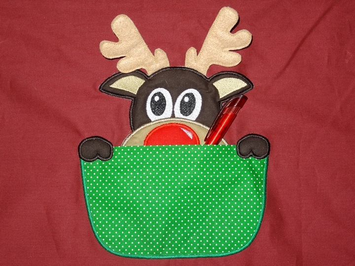 3-D Rentier Elch aus der Tasche Weihnachten ITH Stickdatei