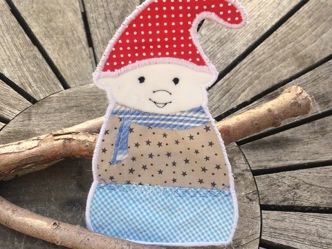 Wichtel Zwerg Stickdatei Applikation 13x18 Aufnäher