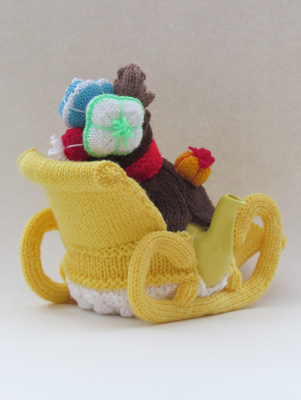 Christmas Eve Santa's Sleigh Tea Cosy Knitting Pattern