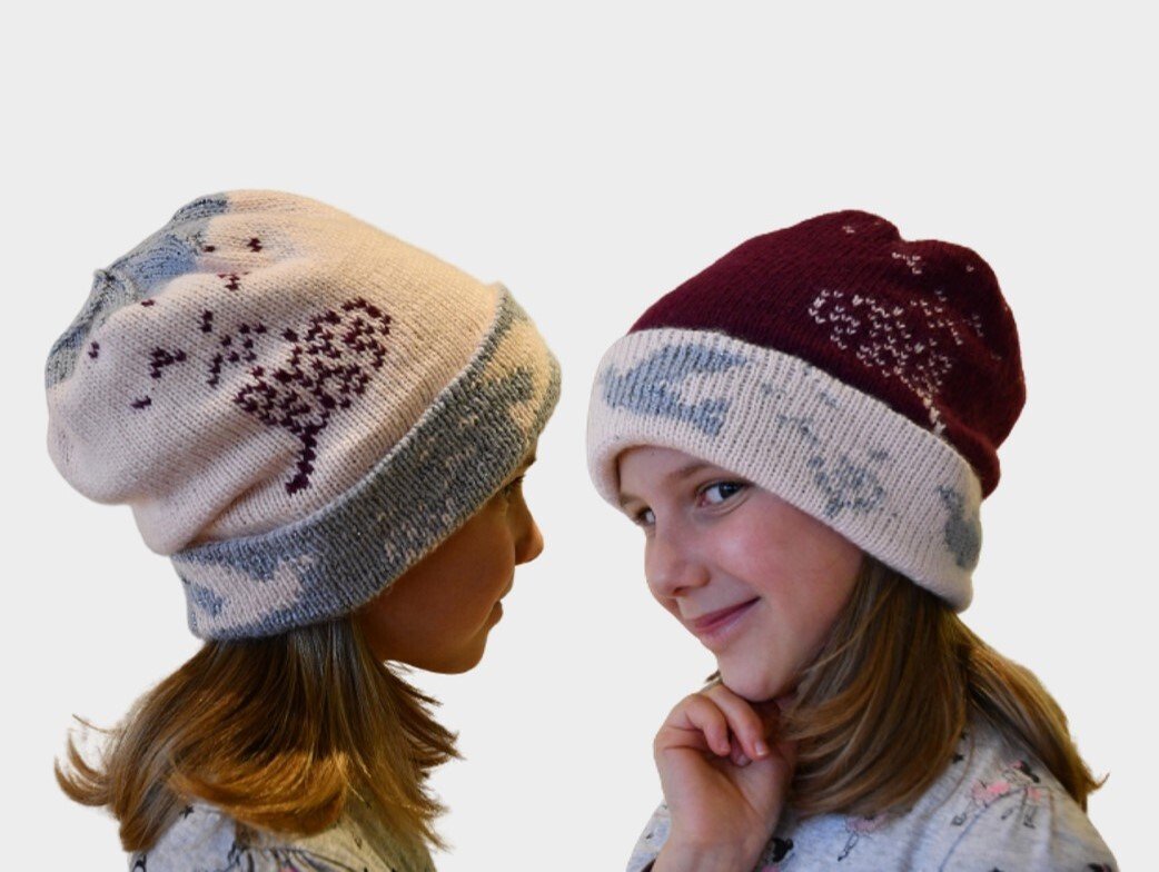 Strickanleitung Wende-Beanie "Zauberwiese" - in Doubleface